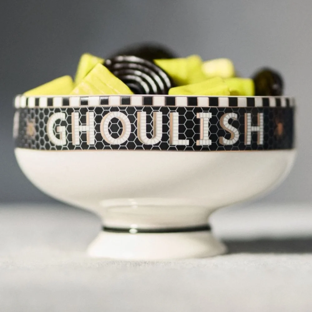 Anthropologie Black and White Halloween Dinnerware Collection